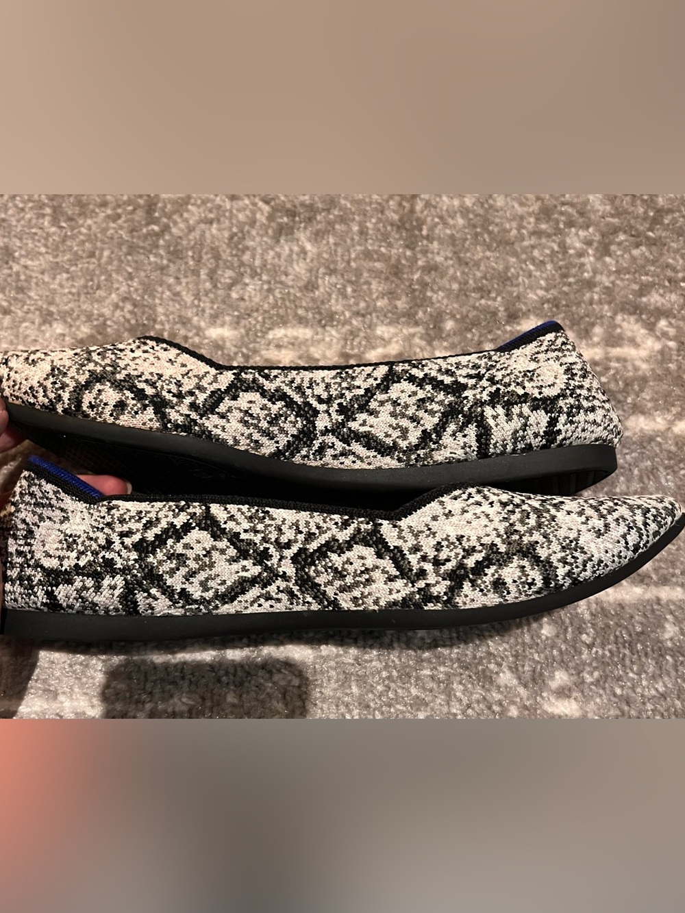 Rothy's Black & White Knit Slip-On Loafers